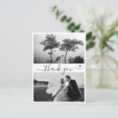 Elegant Script 2 foto minimale bruiloft dank u Briefkaart (Staand voorkant)