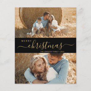 Elegant Script 2-fotokerstfeestkaart