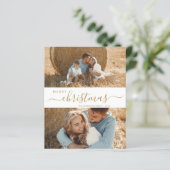 Elegant Script 2-fotokerstfeestkaart (Staand voorkant)