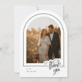 Élégant Script 2 Mariage photo Carte de remercieme (Devant)