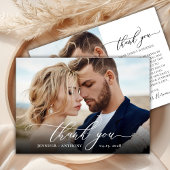 Élégant Script 2 Mariage photo Carte de remercieme