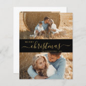 Élégant Script 2 Photo Carte de Noël (Devant / Derrière)