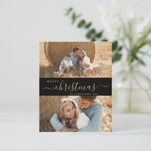 Élégant Script 2 Photo Carte de Noël (Debout devant)