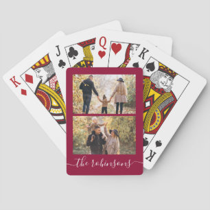 Elegant Script 2 Photo Collage Pokerkaarten