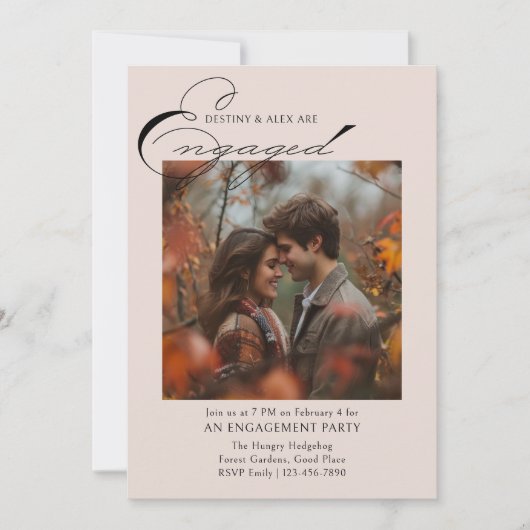 Élégant Script 2 Photo Engagement Party Invitation (Devant)