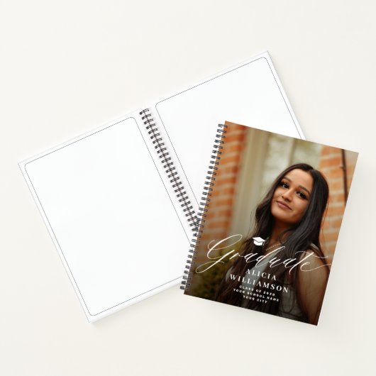 Élégant script 2 photo graduation fête livre d'or (Intérieur)