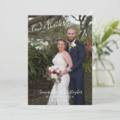 Élégant Script 2 Photo Love et Merci Mariage (Debout devant)