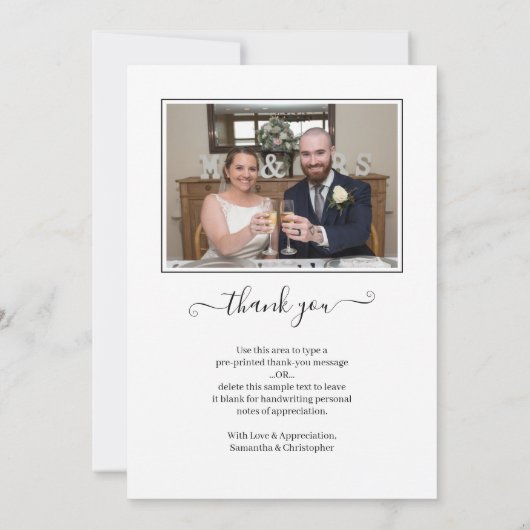 Élégant Script 2 Photo Love et Merci Mariage (Dos)
