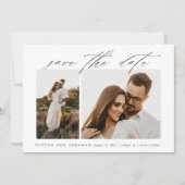 Elegant Script 2 Photo Wedding Save The Date (Voorkant)