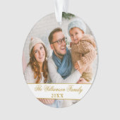 Elegant Script 2 Sided Photo Kerstmis Gold Ornament (voorkant)