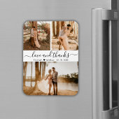 Elegant Script 3 Foto Collage Weddenschap Bedankt Magneet