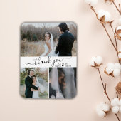 Elegant Script 3 Photo Collage Weddenschap Harteli Magneet
