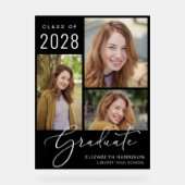 Élégant Script 3 Photo Graduation Bienvenue (Recto)