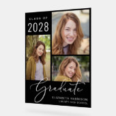 Élégant Script 3 Photo Graduation Bienvenue (Angle)