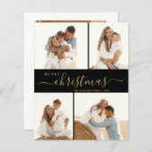 Elegant Script 4-fotokerstfeestkaart (Voorkant / Achterkant)