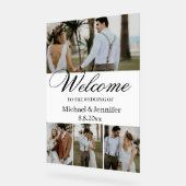 Elegant script 4 foto's Stijlvol bruiloft welkom Acryl Bord (Hoek)