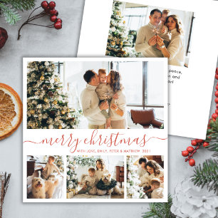Elegant script 4 Photo Collage kerstkaart