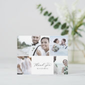 Elegant script 4 Photo Collage Weddenschap Harteli Briefkaart (Staand voorkant)