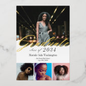 Élégant Script 4 Photo Graduation Faire-part (Recto)