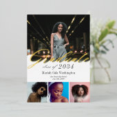 Élégant Script 4 Photo Graduation Faire-part (Debout devant)