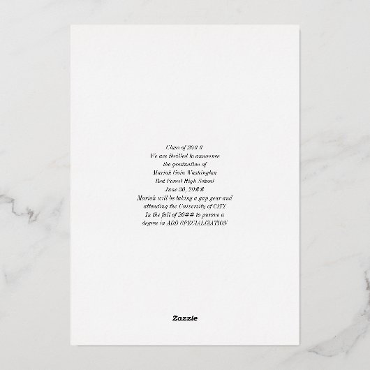 Élégant Script 4 Photo Graduation Faire-part (Verso)
