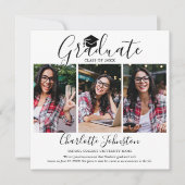 Élégant Script 4 Photo Graduation Faire-part (Devant)