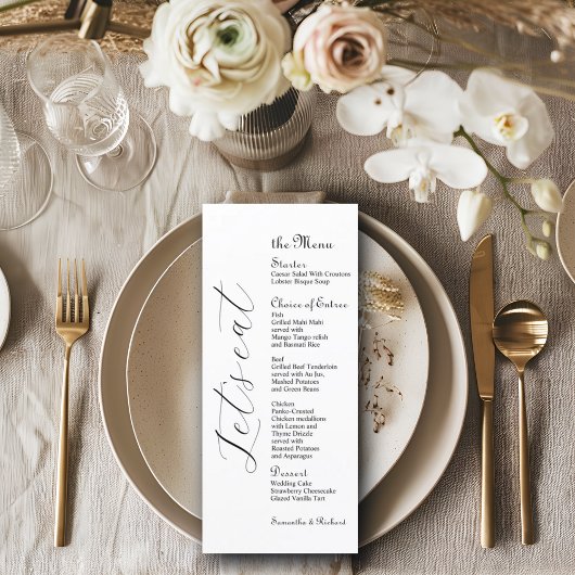 Élégant Script 4x9" Mariage Table de marée Menu