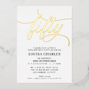 ELEGANT SCRIPT 50ste verjaardag feestje stijlvol g Folie Uitnodiging