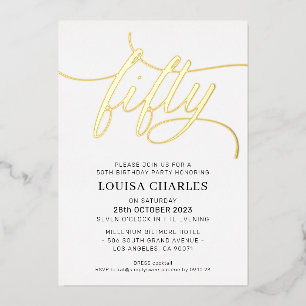 ELEGANT SCRIPT 50ste verjaardagsfeest stijlvol gou Folie Uitnodiging