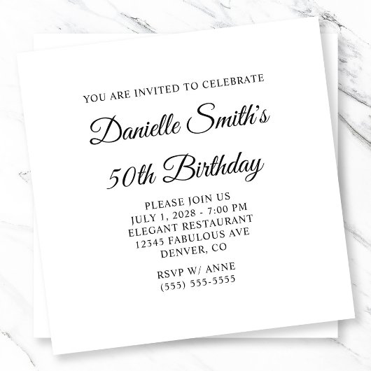 Elegant Script 50th Verjaardag Kaart