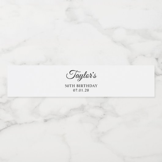 Elegant Script 50th Verjaardag Waterfles Etiket (Enkel label)