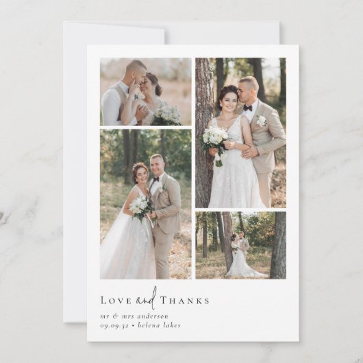 Elegant Script 5 Fotocollage Bruiloft Bedankkaart (Voorkant)