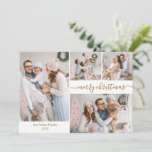 Élégant Script 5 Photo Collage Cartes de Noël (Debout devant)