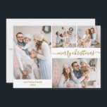 Élégant Script 5 Photo Collage Cartes de Noël<br><div class="desc">Calligraphie minimaliste Élégante Gold Script 5 Photo Collage "Joyeux Noël" Script Carte de vacances en or blanc. Ce modèle de carte de vacances festive, simple et fantaisiste de cinq (5) photo présente un joli montage photo en grille et dit "Joyeux Noël"! Le texte de bienvenue "Joyeux Noël" écrit dans une...</div>