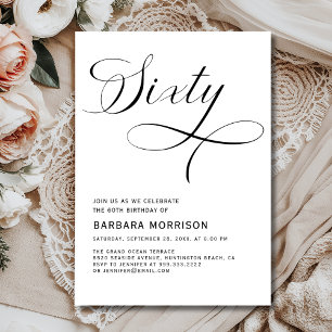 Elegant script 60e moderne verjaardag kaart