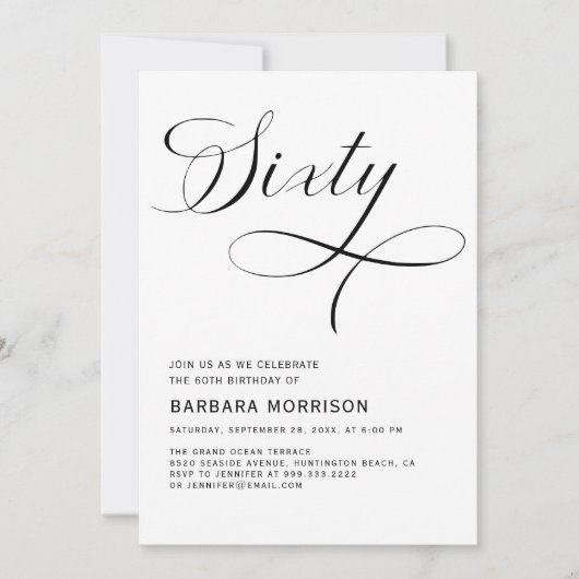 Elegant script 60e moderne verjaardag kaart (Voorkant)