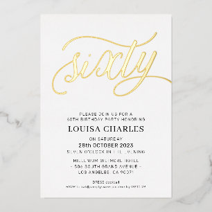 ELEGANT SCRIPT 60ste verjaardagsfeest stijlvolle g Folie Uitnodiging