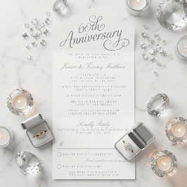 Elegant Script 60th Diamond Wedding Anniversary All In One Uitnodiging