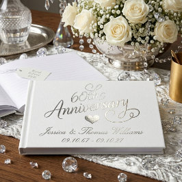 Elegant Script 60th Diamond Wedding Anniversary Gastenboek