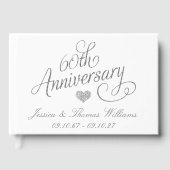 Elegant Script 60th Diamond Wedding Anniversary Gastenboek (Voorkant)