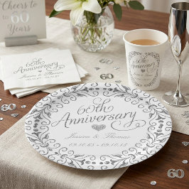 Elegant Script 60th Diamond Wedding Anniversary Papieren Bordje
