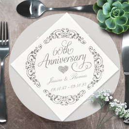 Elegant Script 60th Diamond Wedding Anniversary Servet