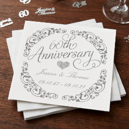 Elegant Script 60th Diamond Wedding Anniversary Servet