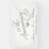 Elegant Script 60th Diamond Wedding Anniversary Spandoek (Verticaal)