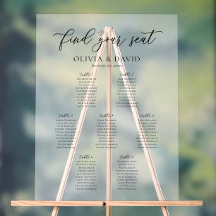 Elegant Script 7 tafel Zitting Grafiek Acryl Teken Bord