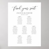 Elegant Script 7 Tafels Welkom Zitschema Poster (Voorkant)