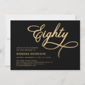 Elegant script 80 jaar zwart goud 80 jaar kaart (Voorkant)