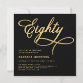 Elegant script 80 jaar zwart goud 80 jaar kaart (Voorkant)