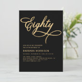Elegant script 80 jaar zwart goud 80 jaar kaart (Staand voorkant)