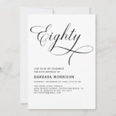 Elegant script 80e 80-jarige minimalistische verja kaart (Voorkant)